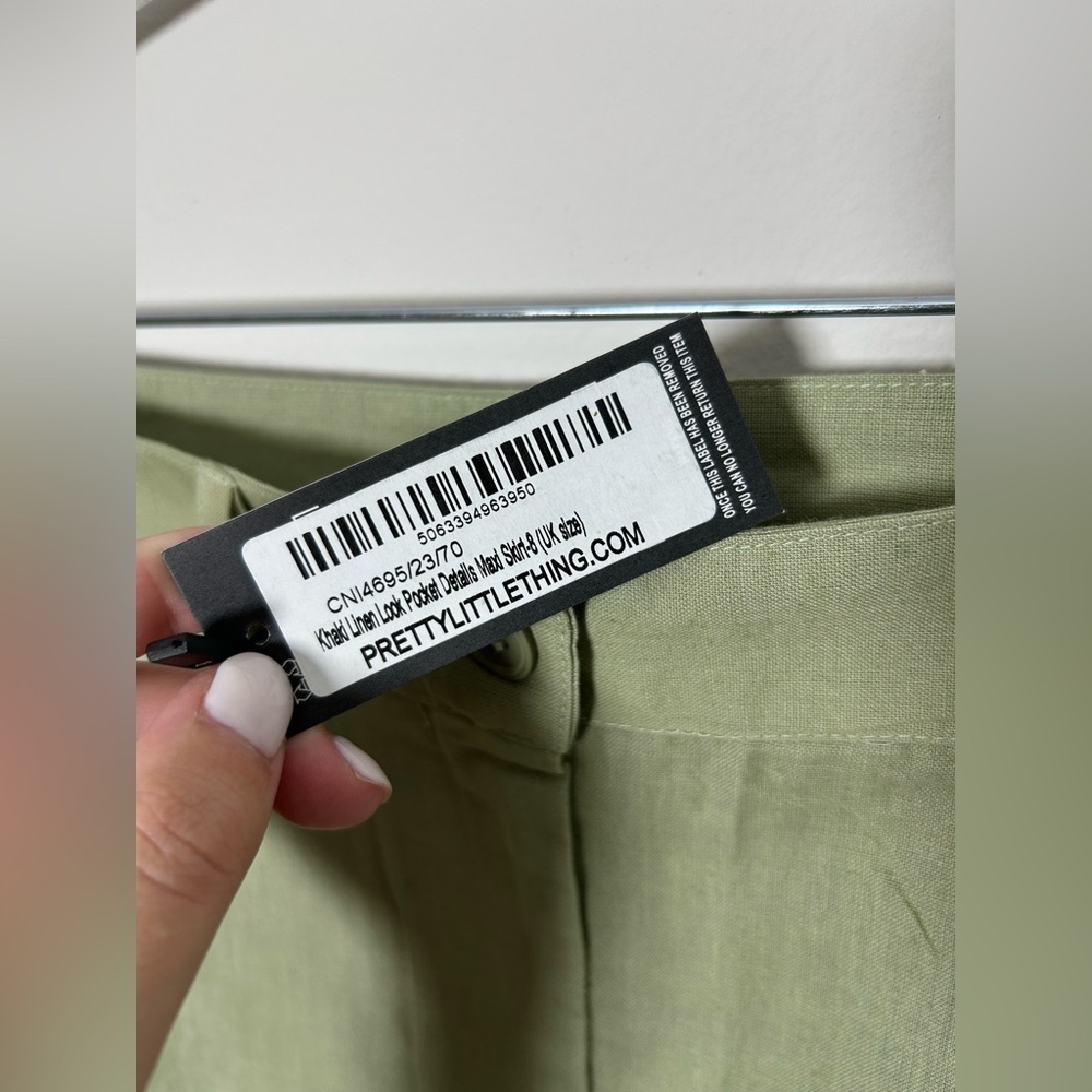 PrettyLittleThing khaki linen look pocket detail maxi skirt - Picture 2 of 3